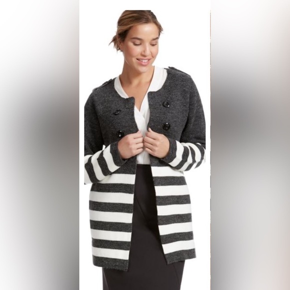 Keren Hart Blue/White Striped Button Cardigan Sweater Women’s Size XL - Picture 5 of 5